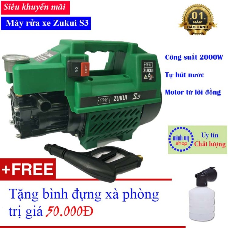 Máy xịt rửa xe mini gia đình Zukui S3 - công suất mạnh 2000W dễ dàng sử dụng