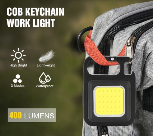Đèn LED COB Mini Có Móc Khóa Đa Năng 3 Chế Độ Sạc Cổng USB