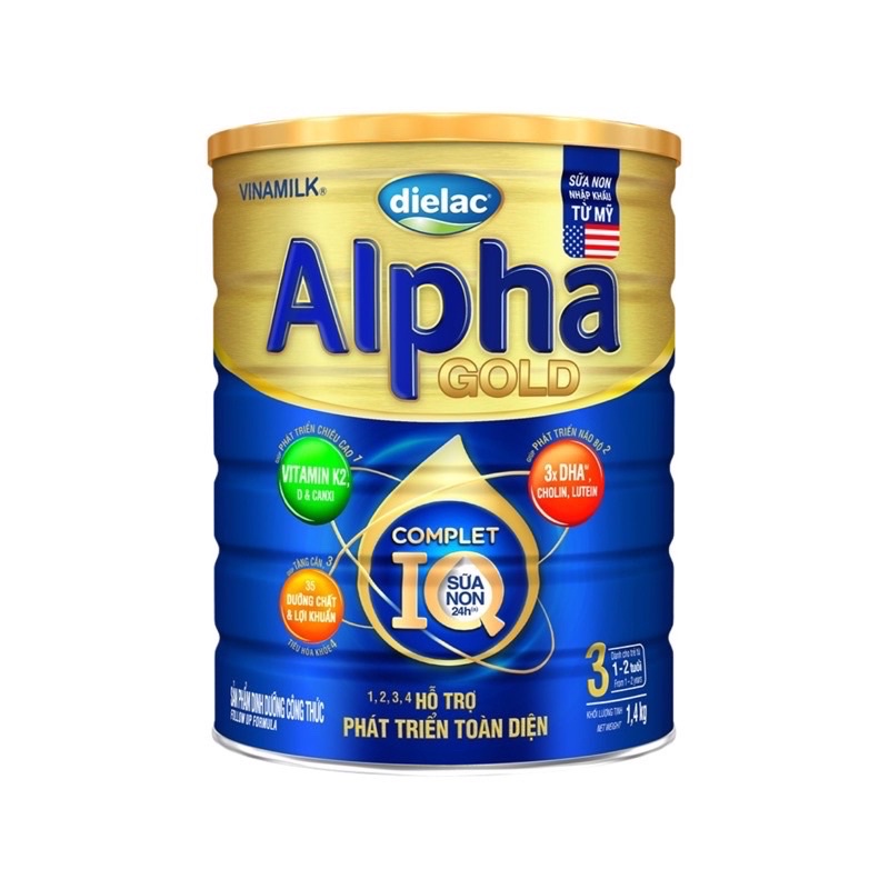 Sữa bột Alpha gold step 3/4 1kg4 (1400g) hộp thiếc