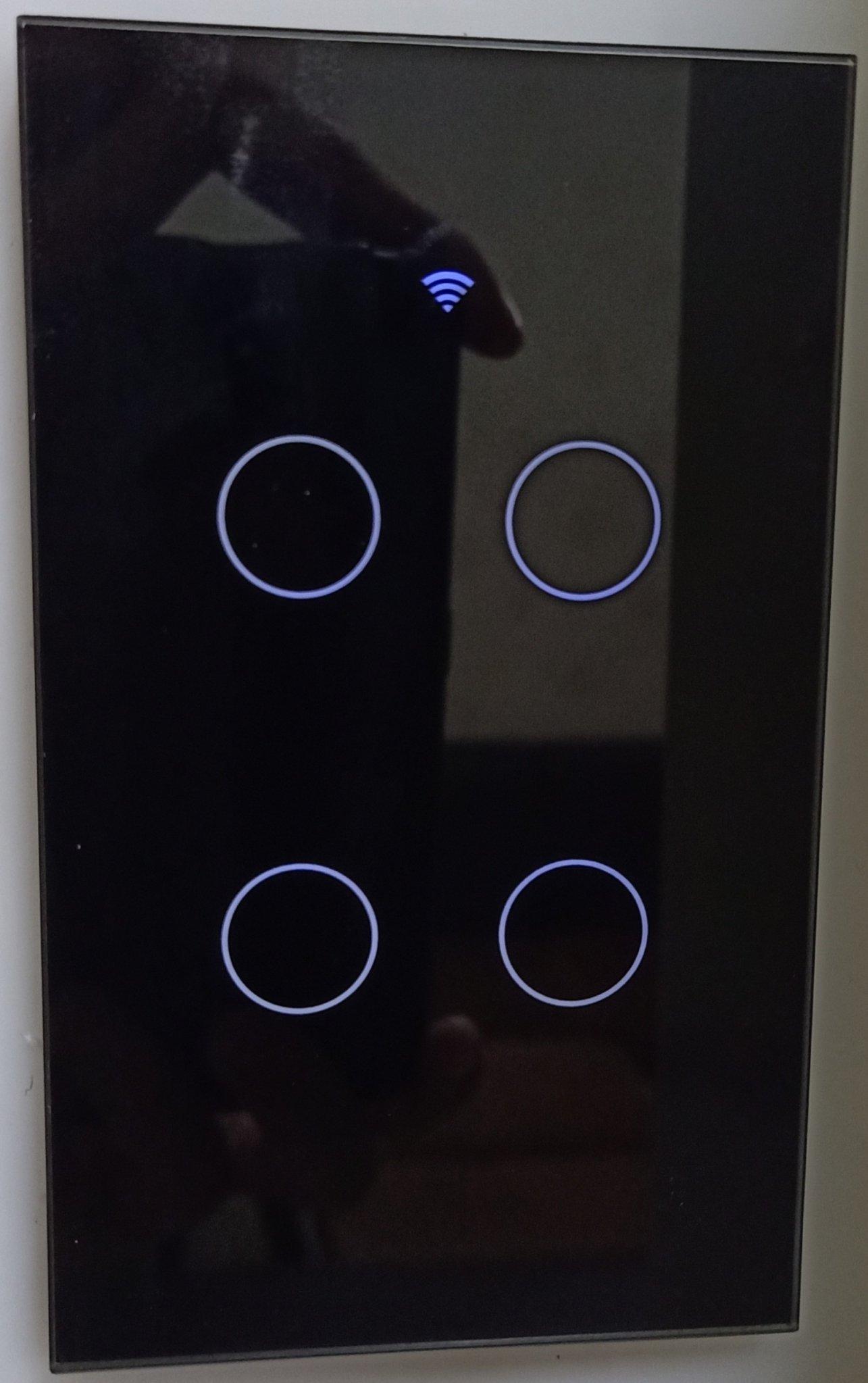 Công tắc Wifi Tuya cảm ứng 4 nút - HCN màu đen. BH 12 tháng