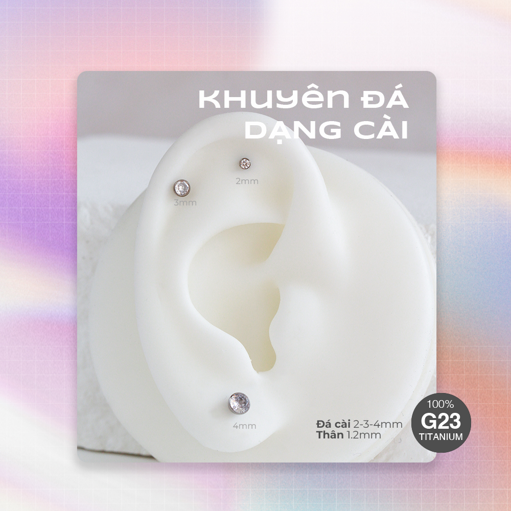 (1 Chiếc) Khuyên đá cài thân 1.2mm - Titanium - Khoen Store