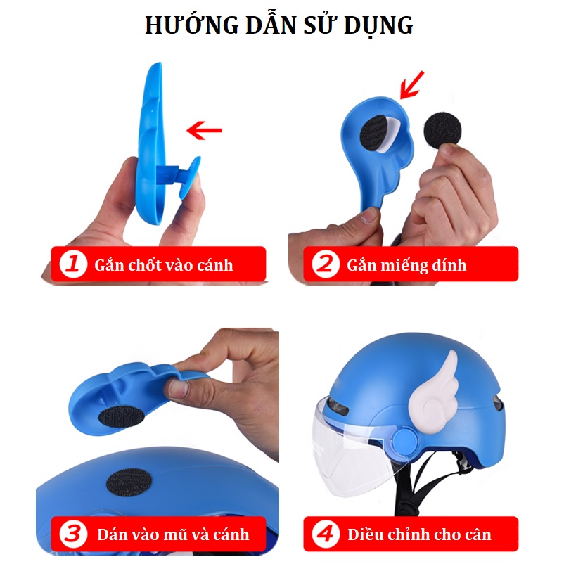 Mũ Bảo Hiểm Xe Máy 3/4 Đầu Cao Cấp - MBP01 (Tặng Cánh Thiên Thần và Chong Chóng)