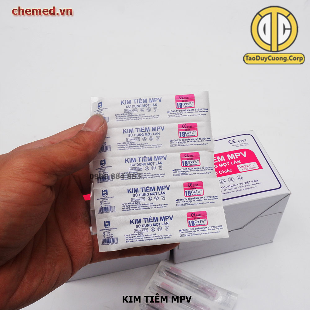 Kim tiêm mpv sử dụng 1 lần, kim lấy thuốc 18g hồng