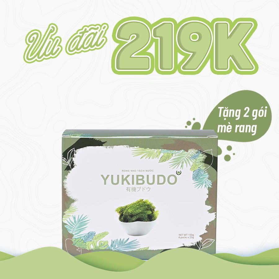 Rong nho tách nước Yukibudo 1 hộp 6 gói 25g tặng kèm 2 gói nước xốt mè rang