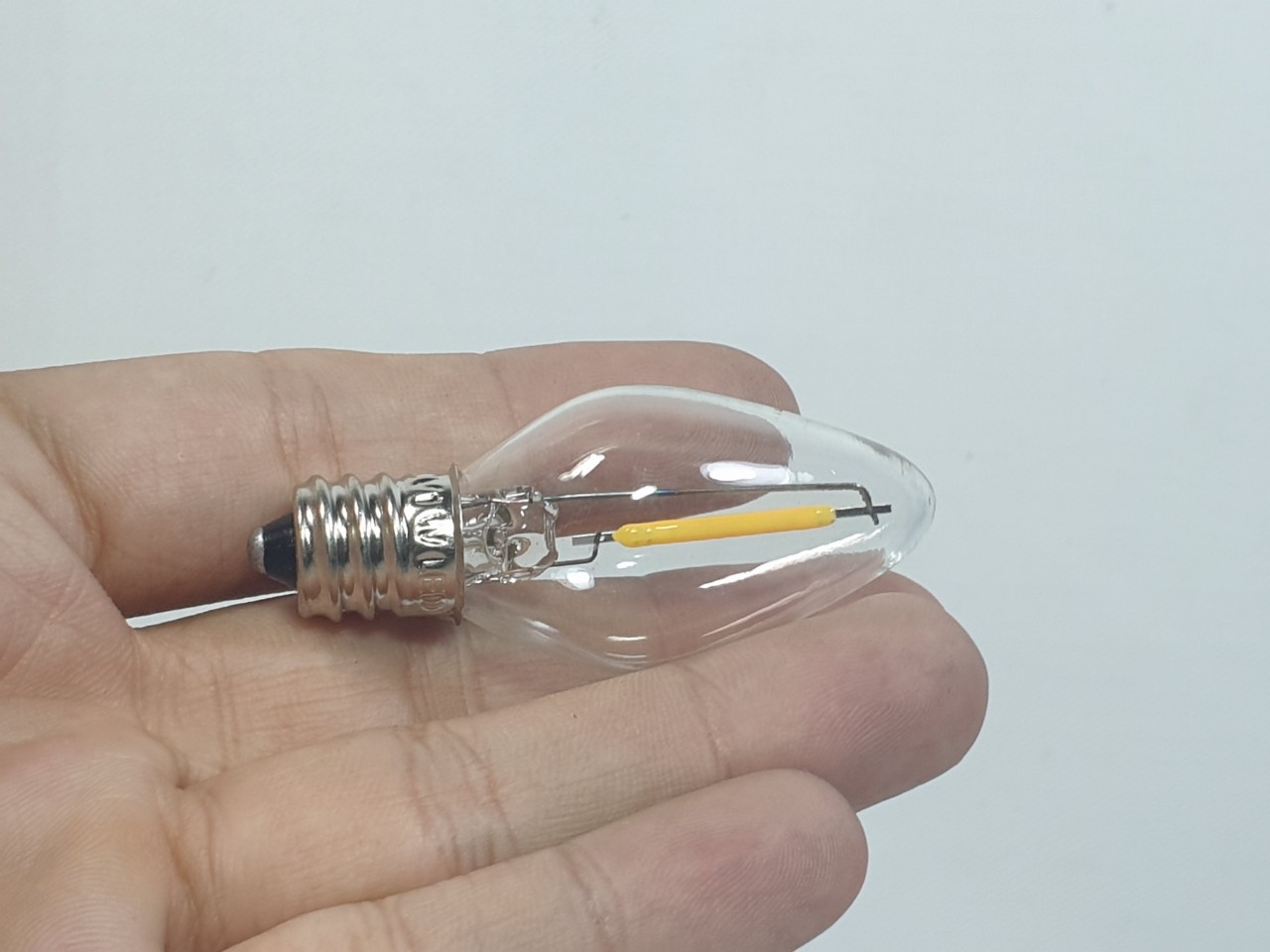 Bóng đèn led Edison giả sợt đốt trái ớt, cà na 1w, đuôi E12 (trong, vàng)