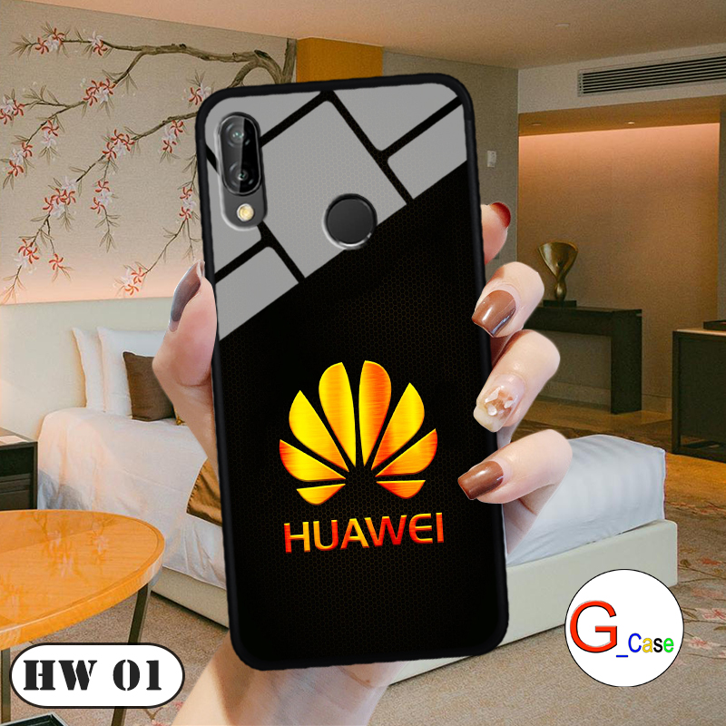 Ốp lưng HUAWEI NOVA 3E - lưng kính in logo hãng điện thoại