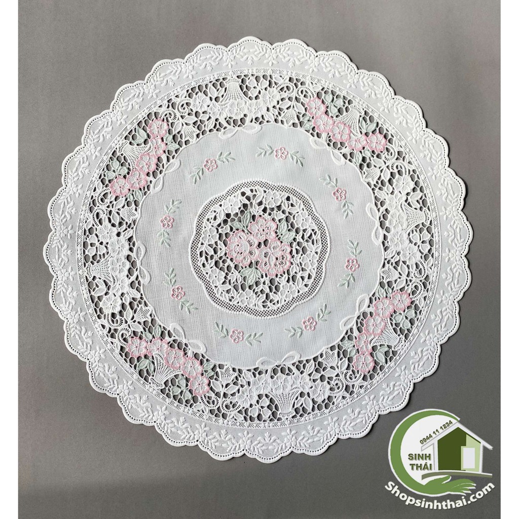 [HCM]Tấm lót lọ bình hoa hình TRÒN TRẮNG LỚN 30cm - lót bình trà lót ly lót trang trí chén dĩa bằng nhựa ren hoa