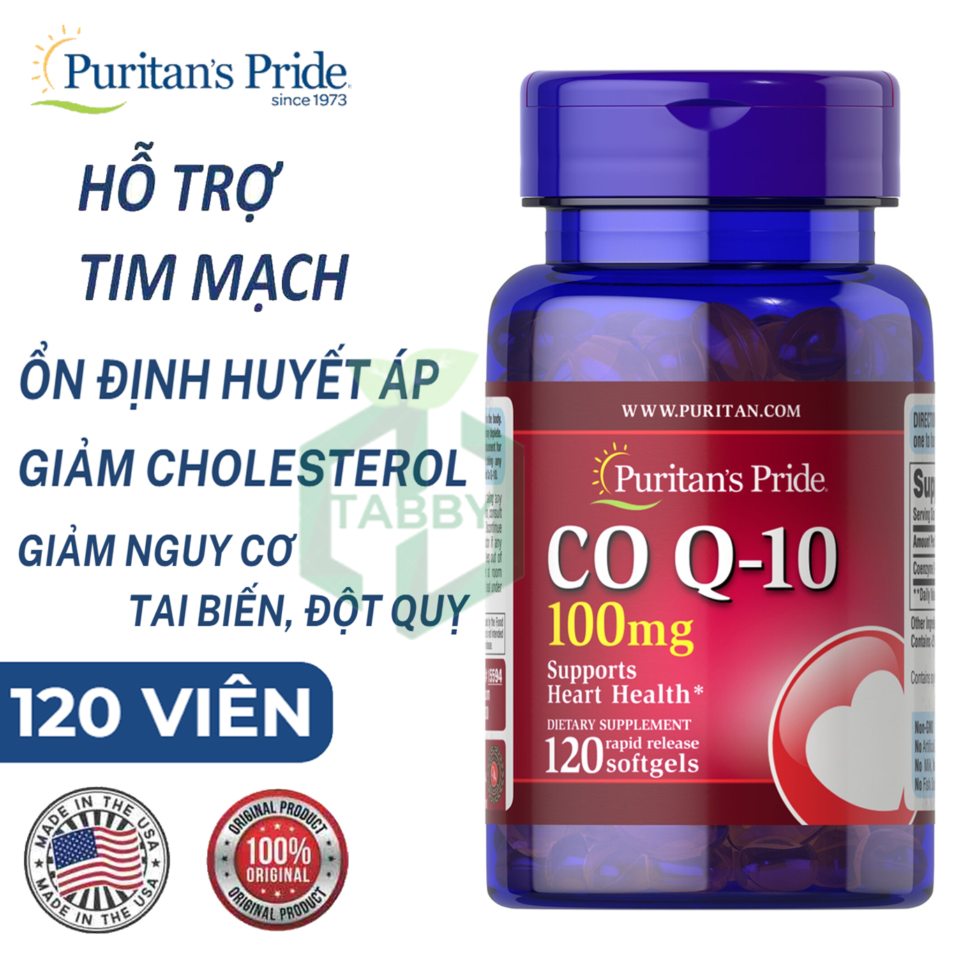 Viên uống hỗ trợ tim mạch, giảm cholesterol Puritans pride Co Q10 100mg