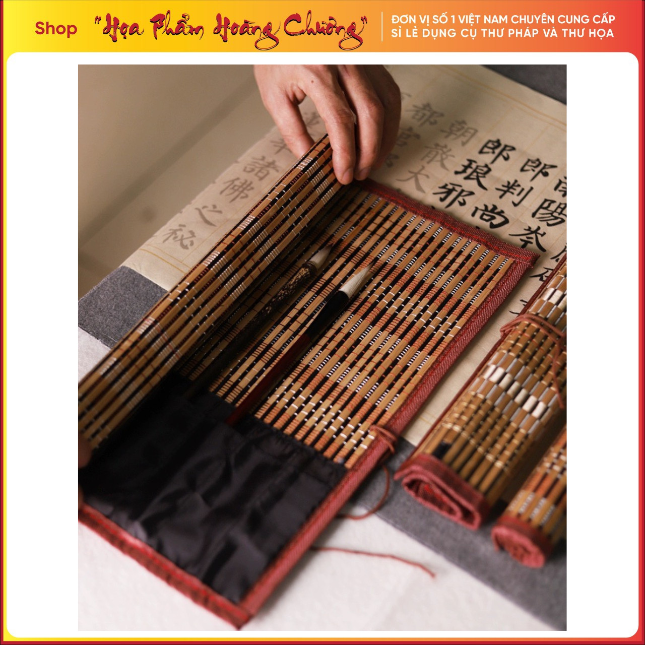Mành cuốn bút lông thư pháp thư hoạ cở lớn 32x36cm