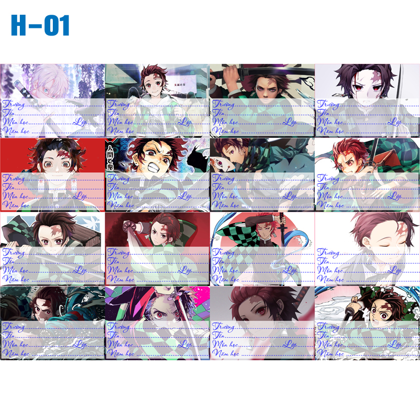 [HCM]Nhãn vở anime Kimetsu No Yaiba (Combo 48 nhãn Vở giá 36k)