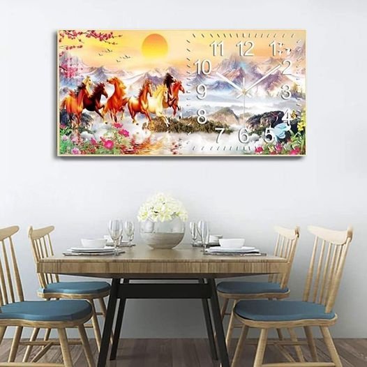 Tranh đồng hồ tráng gương mã đáo thành công tdh188