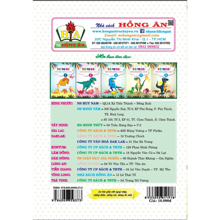 SÁCH - Tô màu thế giới khủng long Tập 1