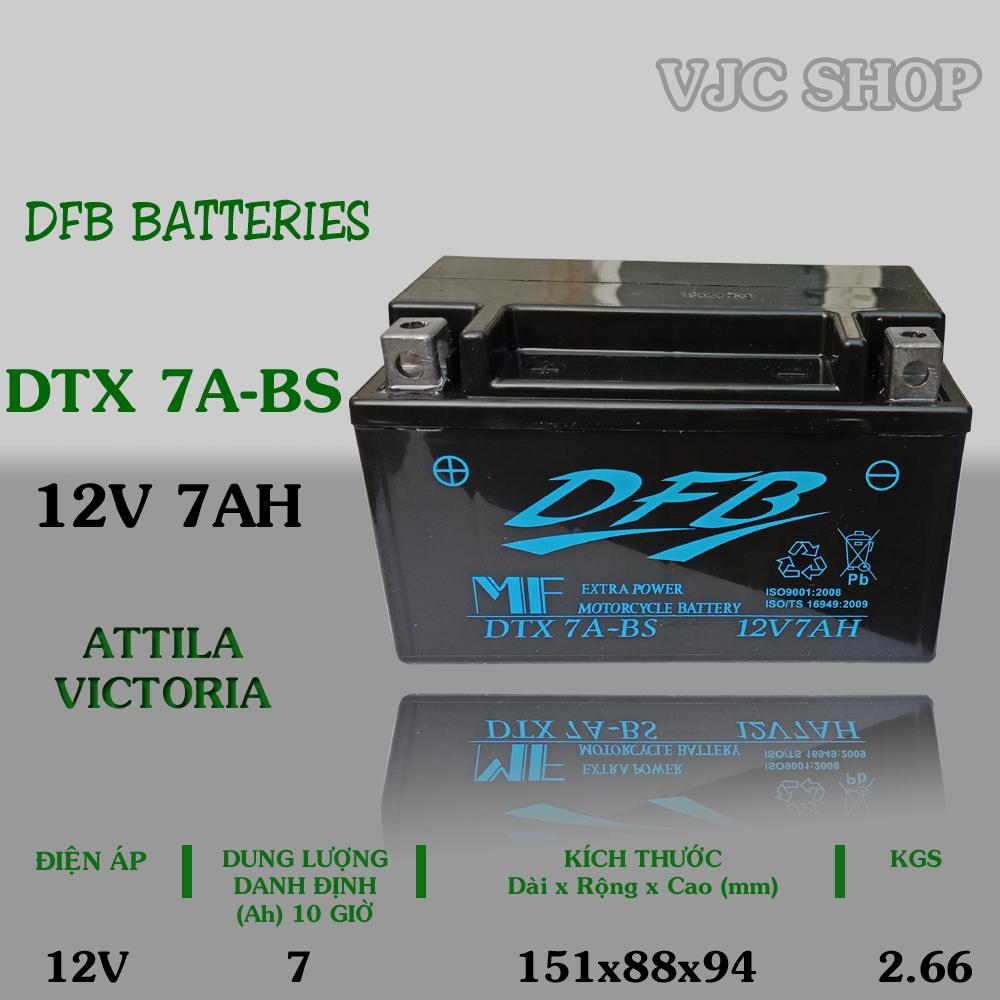 Bình ắc quy xe Attila Victoria hãng DFB dung lượng 12V 7AH