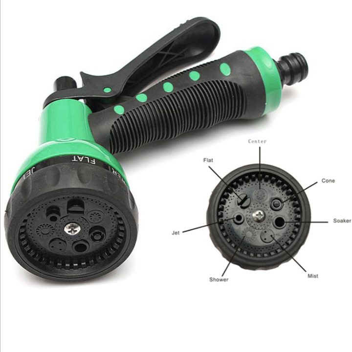 Bộ vòi xịt nước tưới cây đa năng 7 chế độ kèm dây tưới dạng lò xo co dãn 206791 loại 15m