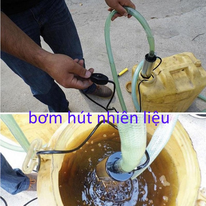 Máy bơm chìm 12 volt kẹp - máy bơm chìm hút dầu mini 12V