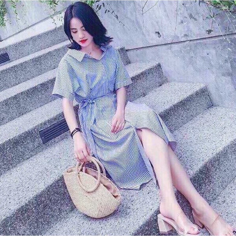 Đầm sơ mi sọc v2 - form lớn