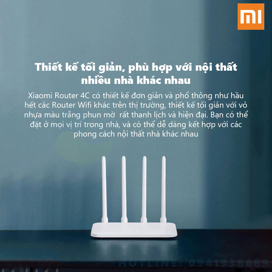 Bộ phát wifi mi router gen 4c băng thông 300mbps