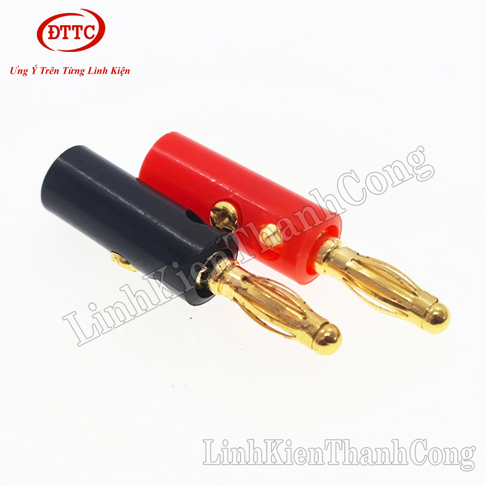 Jack Bắp Chuối 4mm Đực Mạ Vàng (Đỏ + Đen)