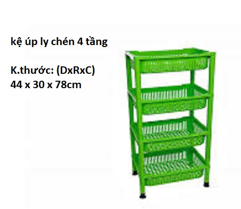 KỆ CHÉN LY LƯỚI 4 TẦNG DI ĐẠI HƯNG (tặng kèm rổ để muỗng)