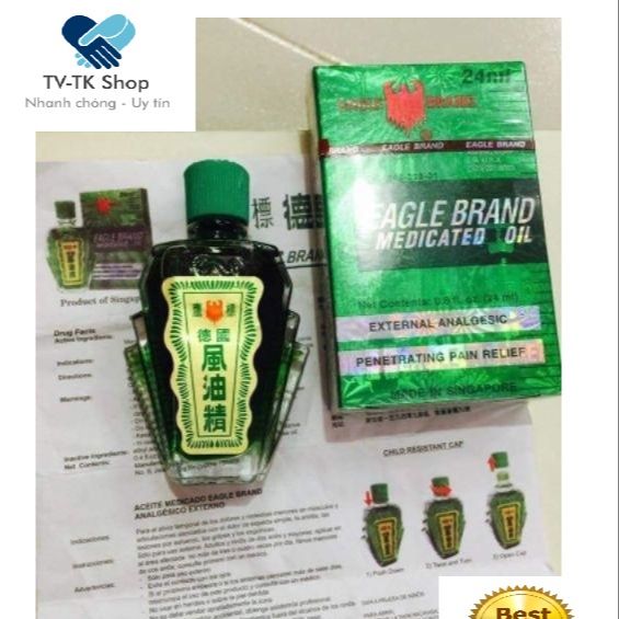 Dầu Gió Xanh 2 Nắp SingaPore Eagle Brand (Mẫu mới)
