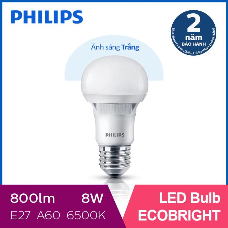 Bóng đèn Philips LED Ecobright 8W 6500K E27 A60 - Ánh sáng trắng