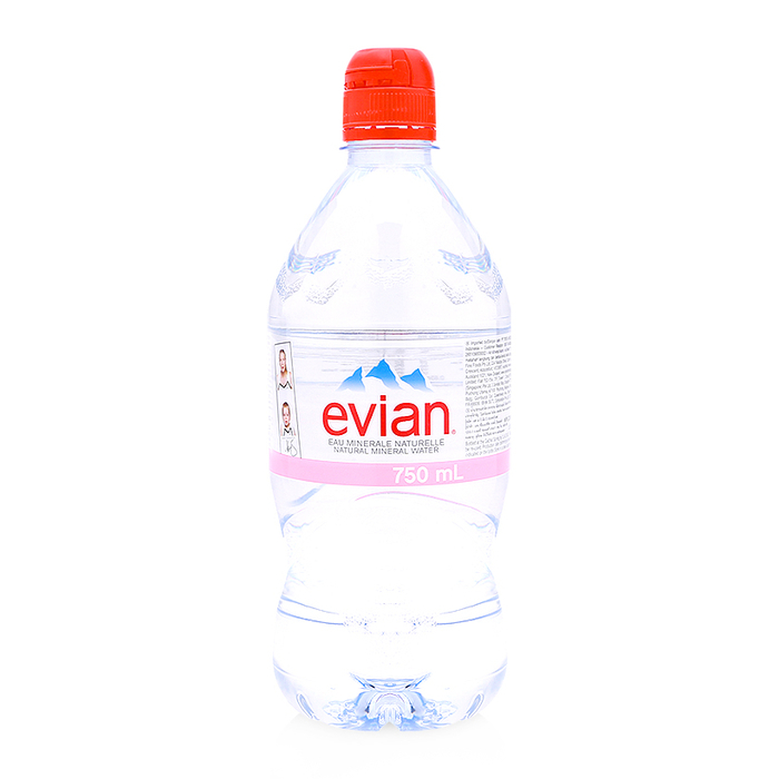 Nước suối evian pháp chai 330ml, 500ml, 750ml nắp thể thao