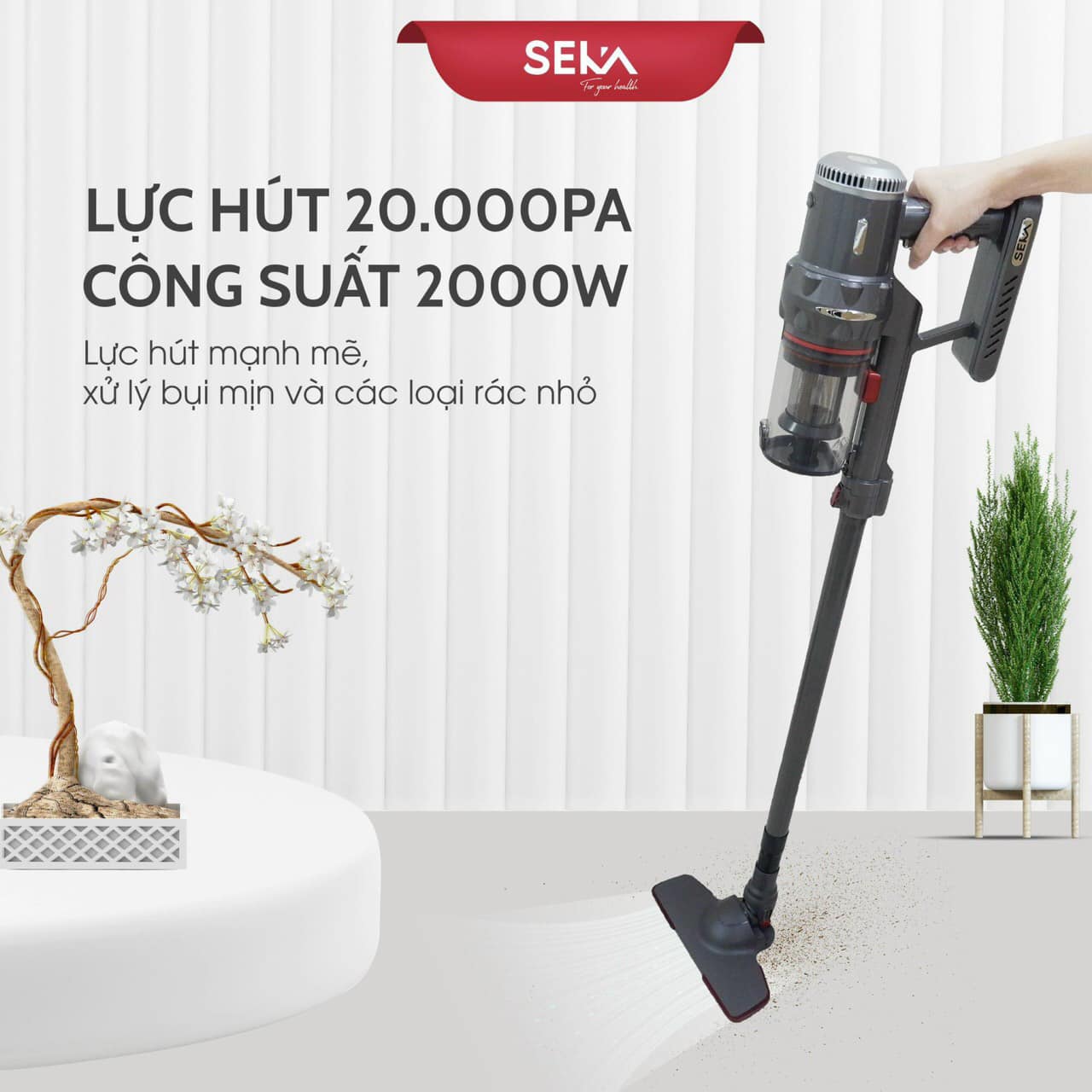 Máy Hút Bụi Cầm Tay SEKA SK-09Max Công Suất 2000W Lực Hút Cực Mạnh