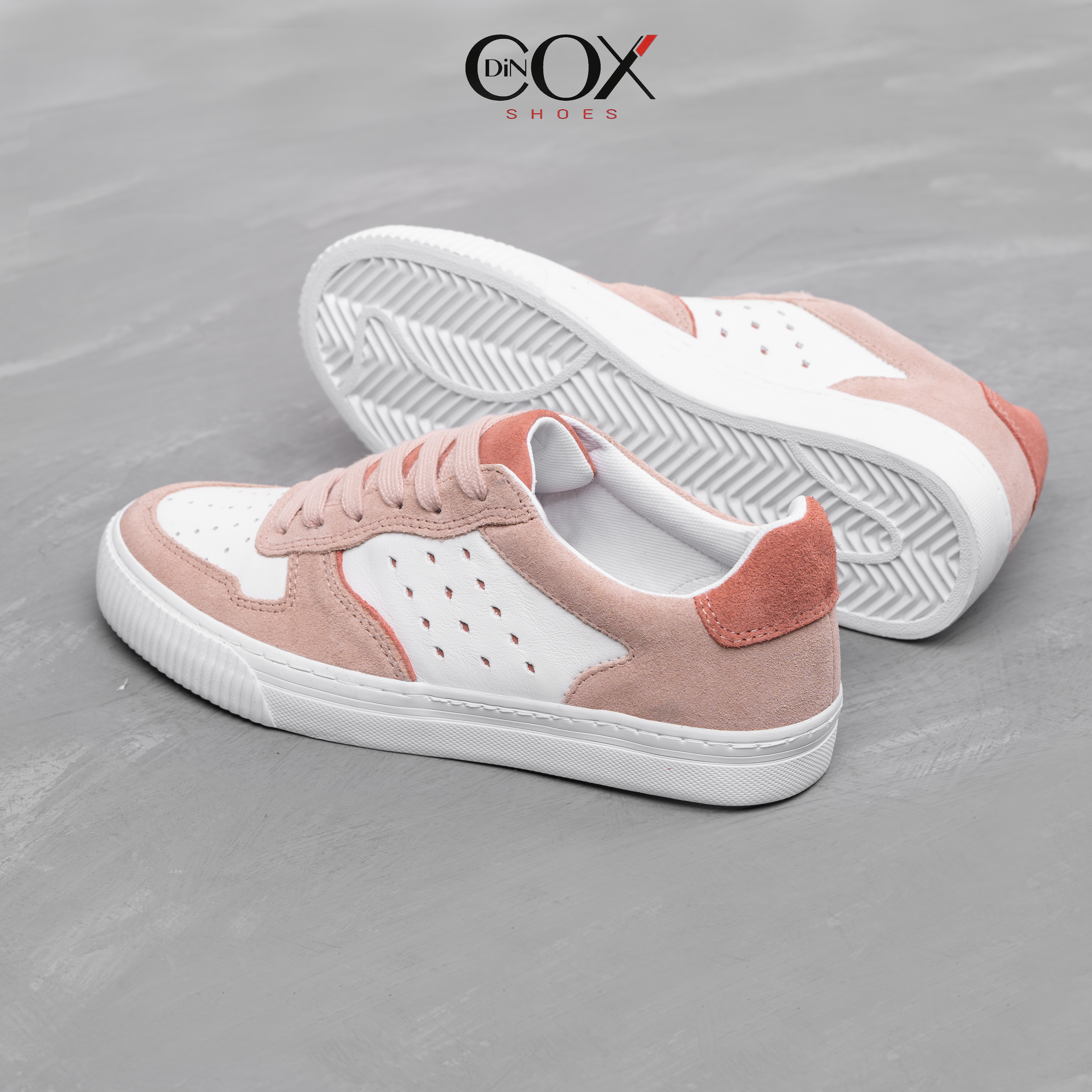 Giày Sneaker Da Bò Thật Nữ DINCOX E03 Pink Sang Trọng