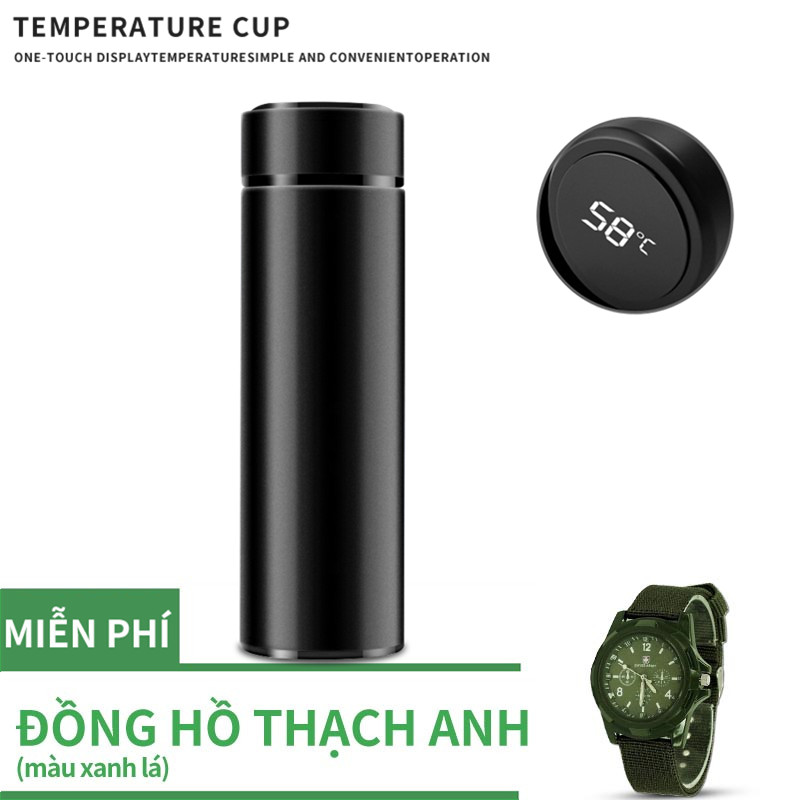Bình nước giữ nhiệt dung tích 500ML có lớp chân không giữ nhiệt cách nhiệt màn hình LED cảm ứng thông minh - INTL