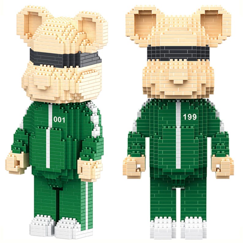 Đồ chơi lắp ráp mô hình Squid Game bản Bearbrick, đồ chơi xếp hình trò chơi con mực