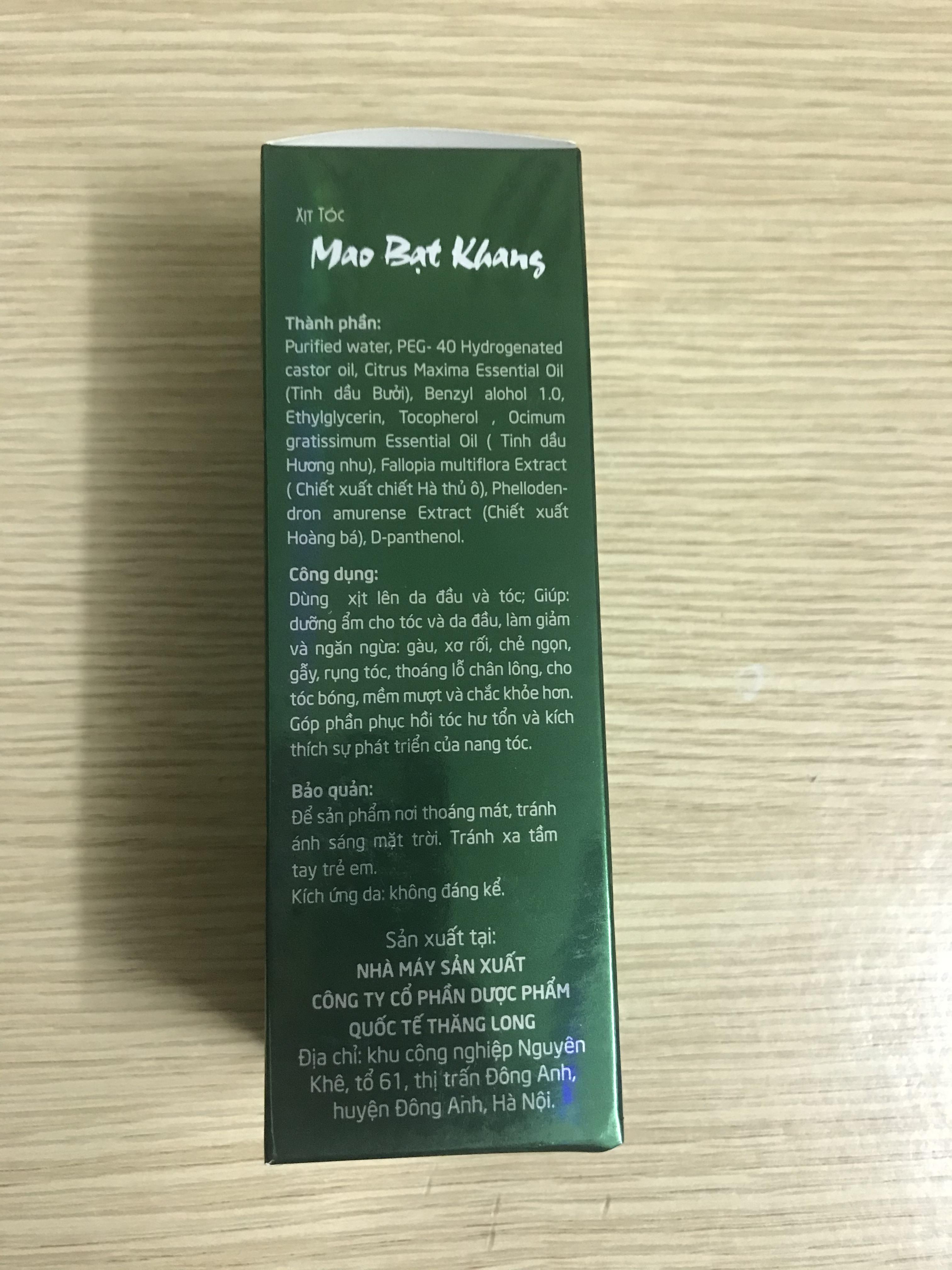 Tinh dầu Haco: Xịt tóc Mao Bạt Khang