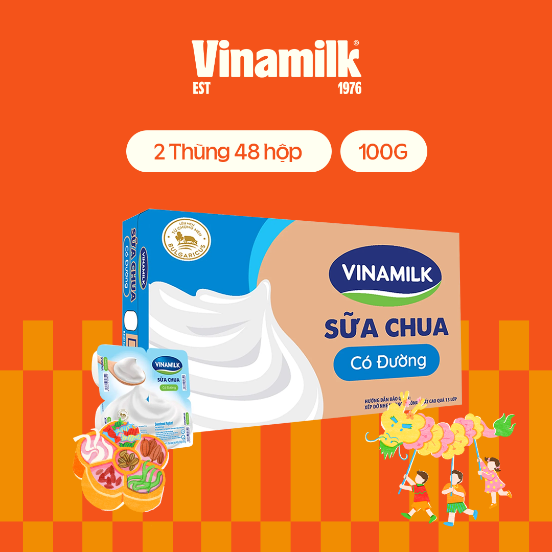 4 Vỉ Sữa chua ăn Vinamilk có đường 100g Yaourt 4 hộp/vỉ