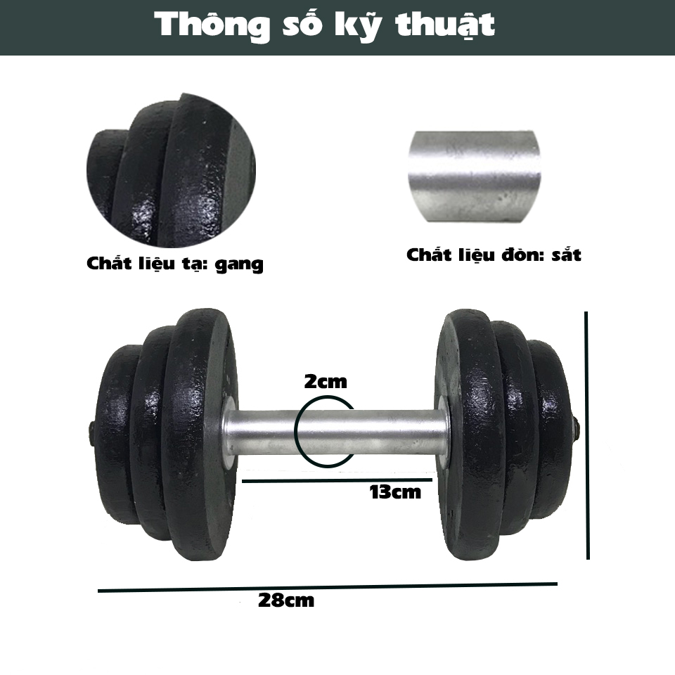 Đòn tạ tay dài 35cm phi 27, dụng cụ tập gym tại nhà( 1 cái)