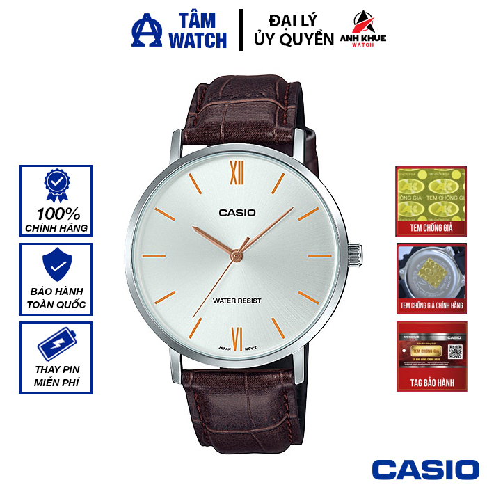 Đồng hồ nam dây da Casio Standard chính hãng Anh Khuê MTP-VT01L-7B2UDF (40mm)
