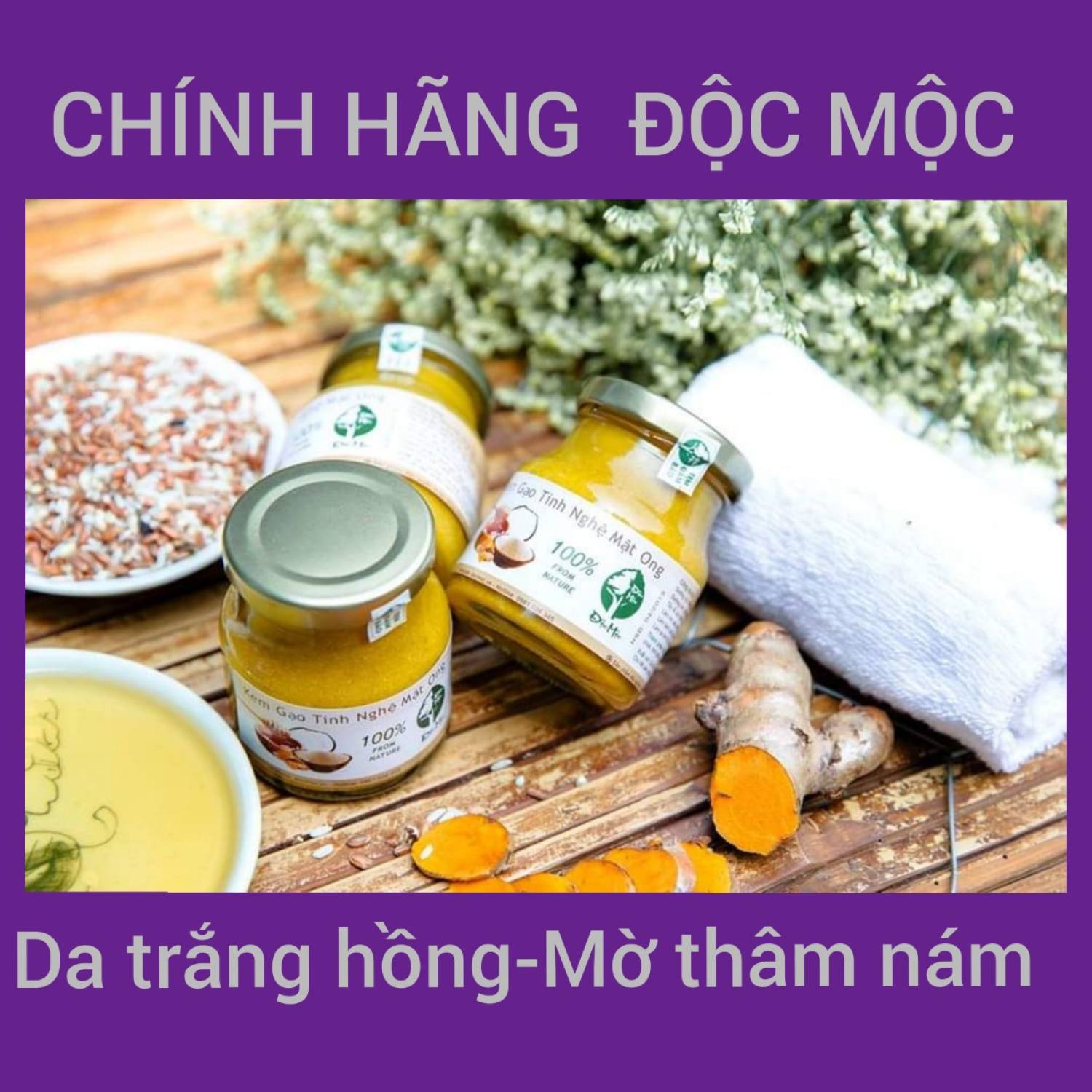 Mặt nạ kem gạo tinh nghệ mật ong độc mộc
