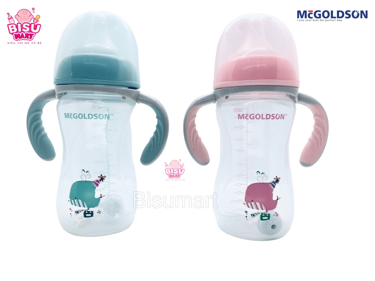 Bình Sữa PP Cổ Rộng cho bé McGoldson 300ml MẪU MỚI