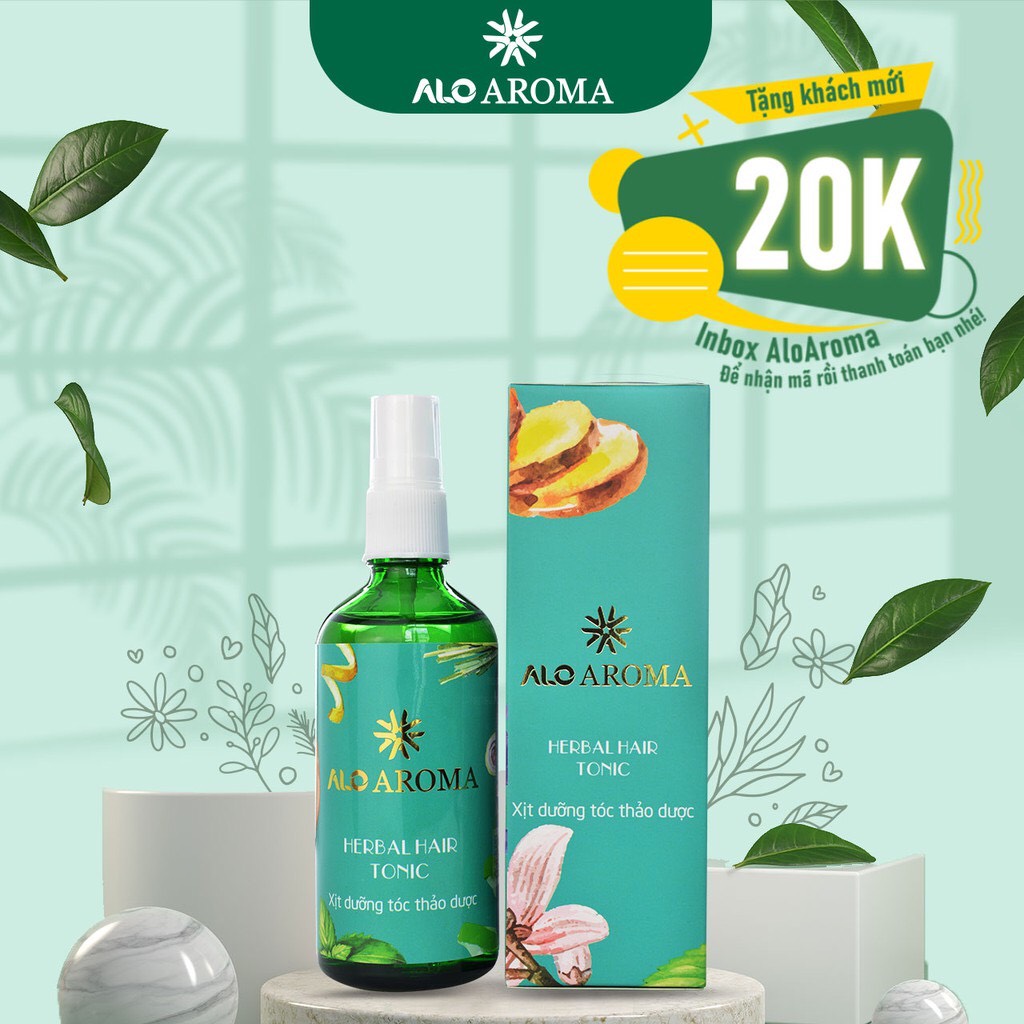 [SIÊU MỌC TÓC] Xịt dưỡng kích thích mọc tóc nhanh dài, giảm rụng tóc, chống hói đầu, sạch gàu - Chiết xuất hoàn toàn thiên nhiên từ 10 thảo dược quý, mùi thơm dễ chịu - AloAroma 100ml (Hair tonic)