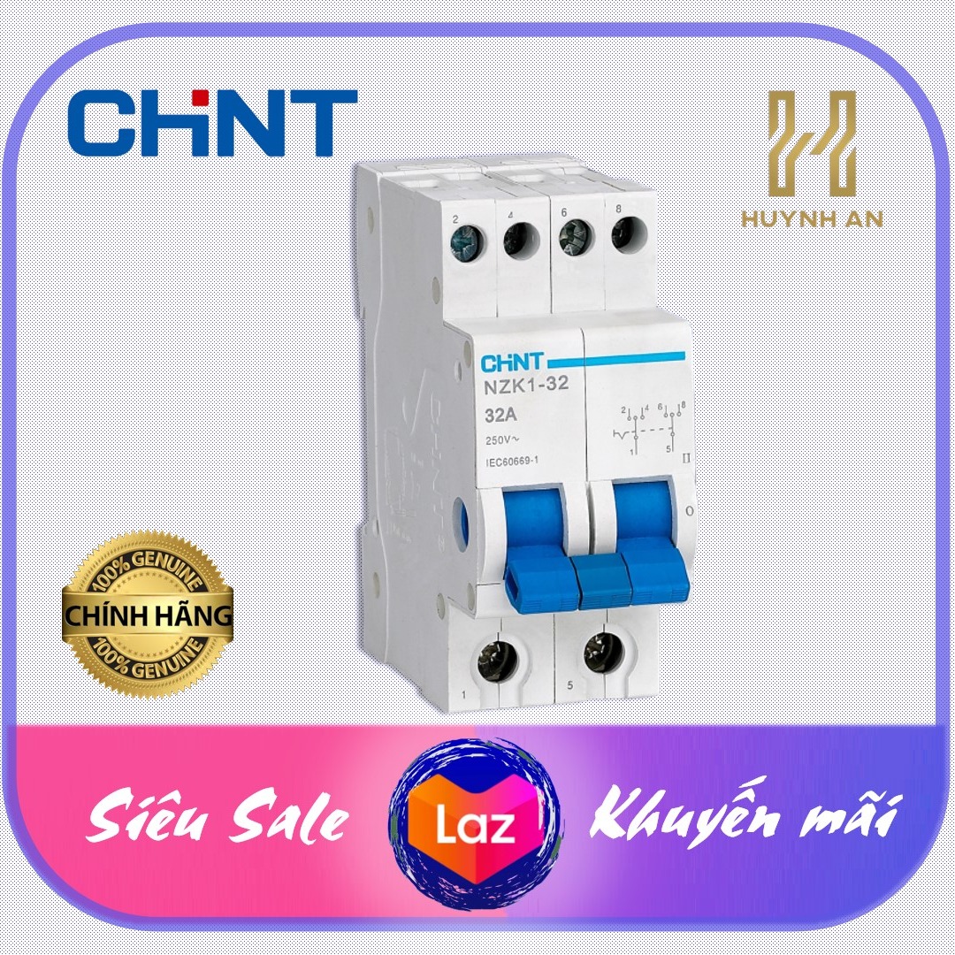 Cầu Dao MCB Đảo Chiều 2 Pha 32A , Dạng module thiết kế nhỏ gọn, Hãng Chint ( Hàng chính hãng xuất khẩu)
