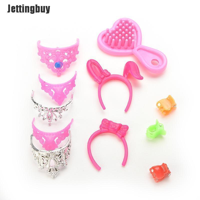 Jettingbuy  Doll Accessories Bags Necklace Combs Shoes Earings For Barbie Doll Kids Gift