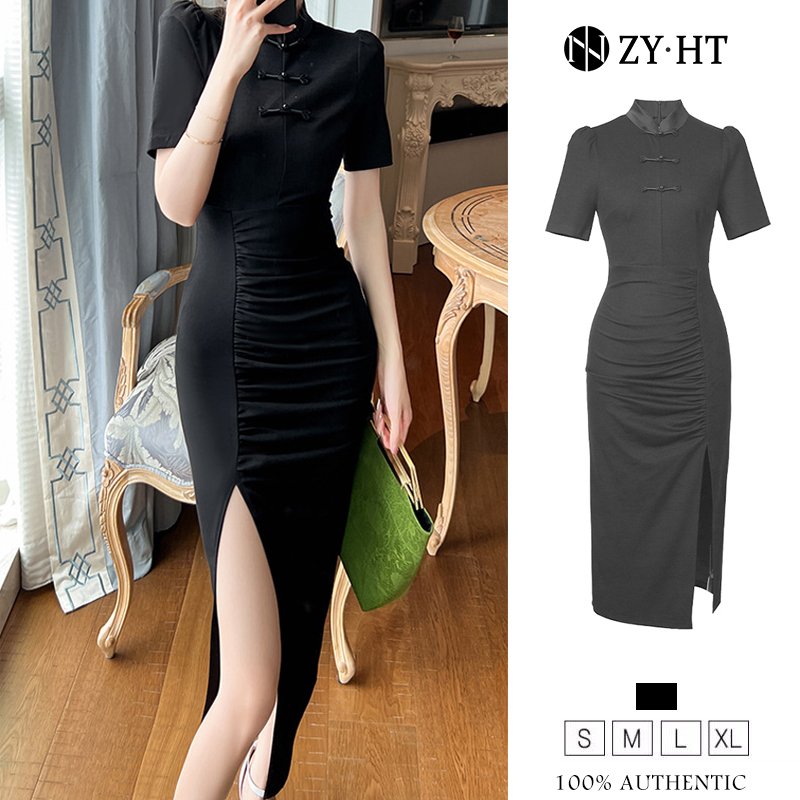 ZYHT eravogue Đầm Body Phong cách Trung Quốc Sườn xám Cổ điển Khí chất Cao cấp Đầm dáng ôm 30155