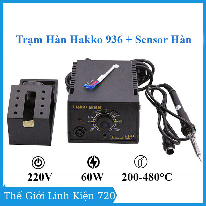 Combo trạm hàn hakko 936 + sensor hàn a1321, máy hàn hakko 936 220v 60w lên nhiệt nhanh