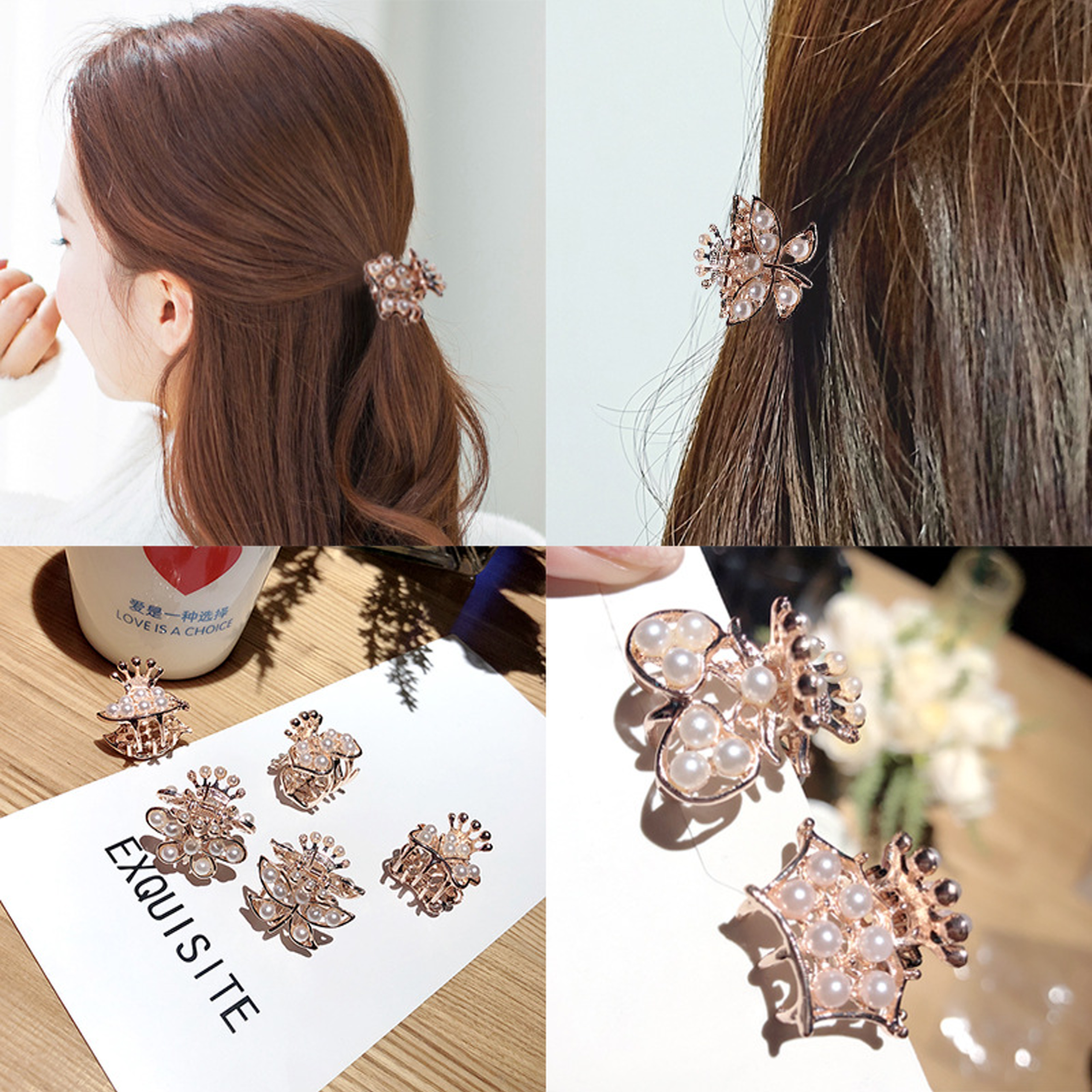 KẸP TÓC NỬA ĐẦU ĐÍNH HẠT SIÊU XINH