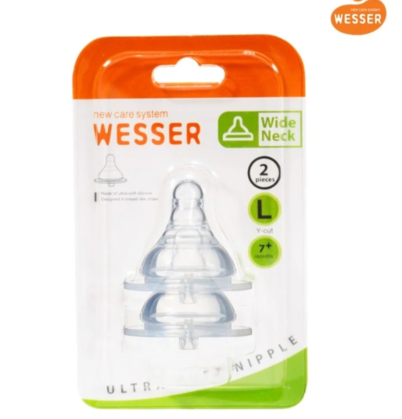 (Vỉ 2 núm) Núm ti Wesser cổ rộng đủ size S, M, L