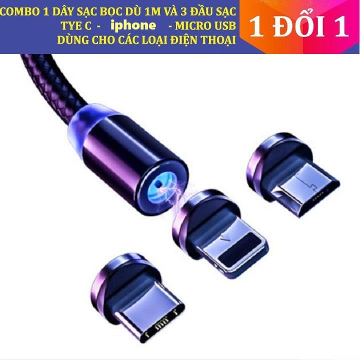 [Giao Đúng 3 Đầu] Dây Cáp Sạc Nam Châm 3 Đầu, Cáp sạc 3 Đầu, Cáp Sạc Hít, Cáp Sạc Từ Tính, Cáp Sạc Nam Châm Tròn Xoay 360 Độ, Dây Sạc Nam Châm Oppo, Cáp Sạc Nam Châm Samsung, Cáp Sạc Nam Châm iphone
