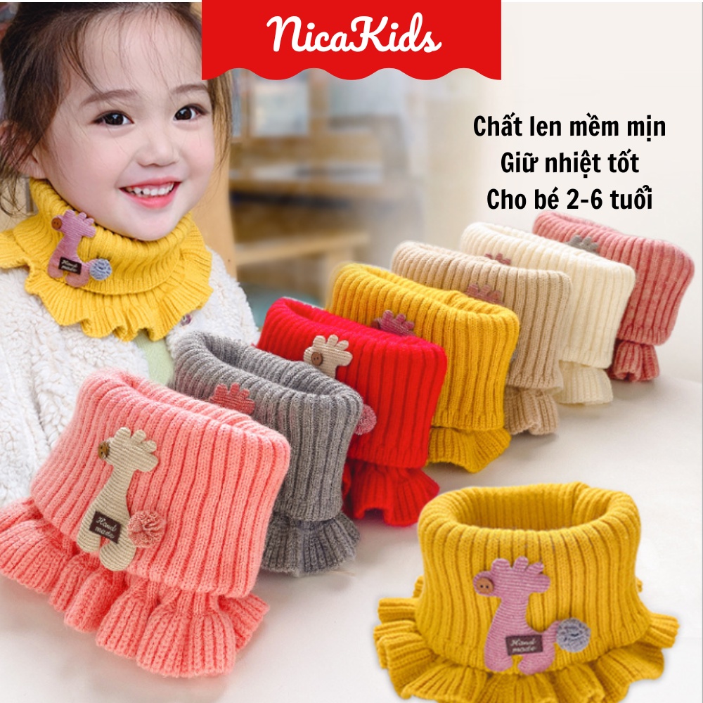 Khăn len ống quàng cổ họa tiết hươu cho bé 2-8 tuổi