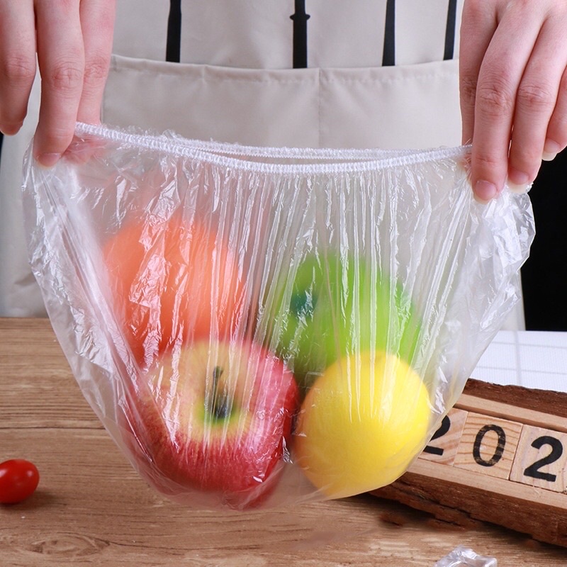 Set 100 màng bọc thực phẩm túi gấu có chun- Màng bọc pe co giãn