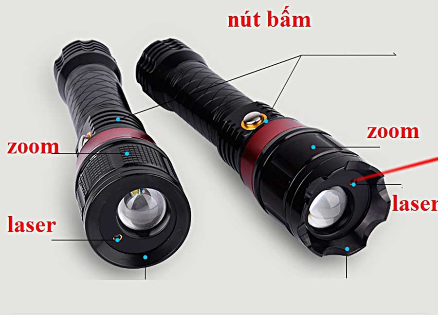 [HCM]Đèn Pin Laser Tia Đỏ 2 Trong 1