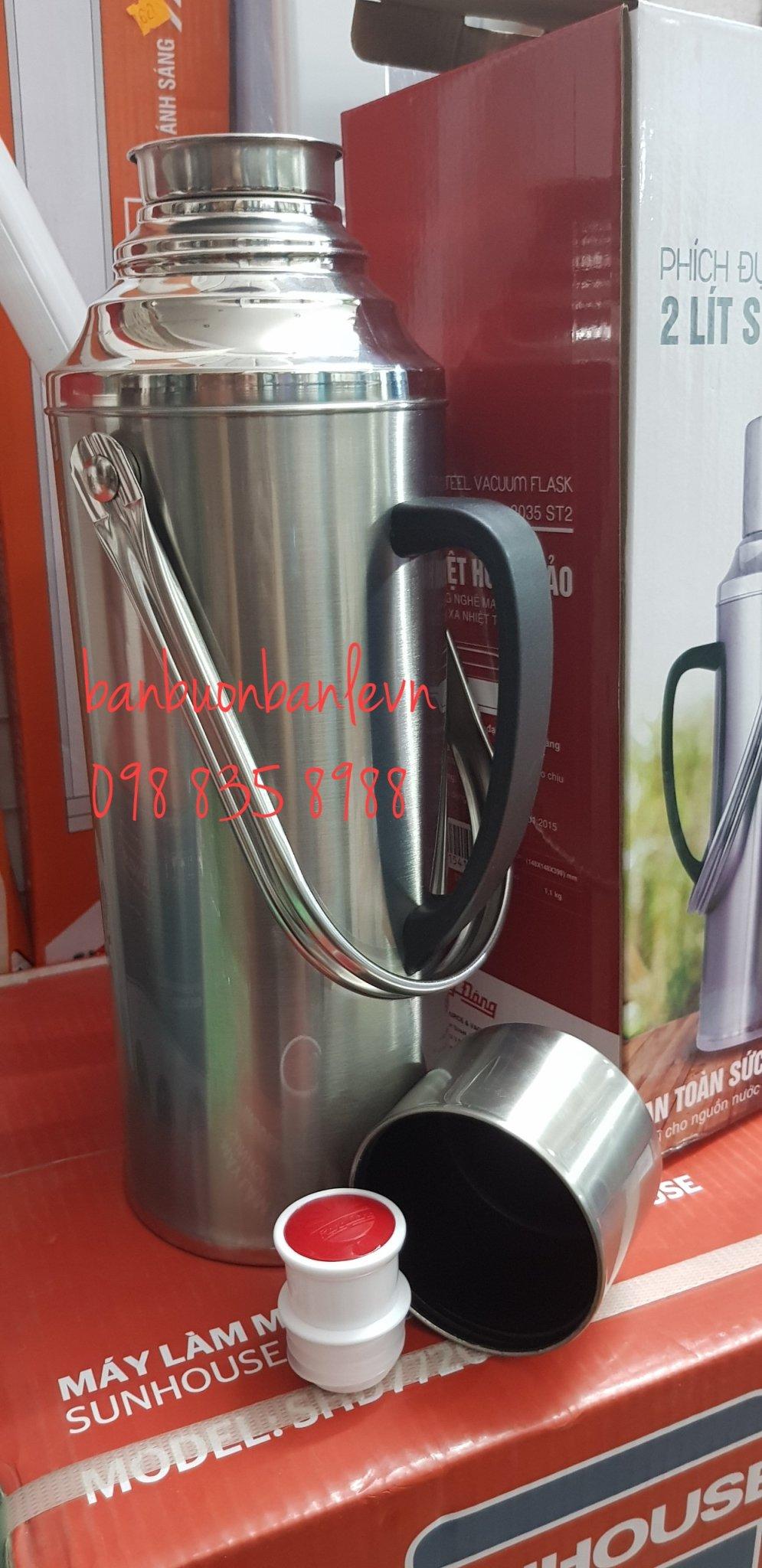 Phích inox 2L phủ lớp chống vân tay - Rạng Đông