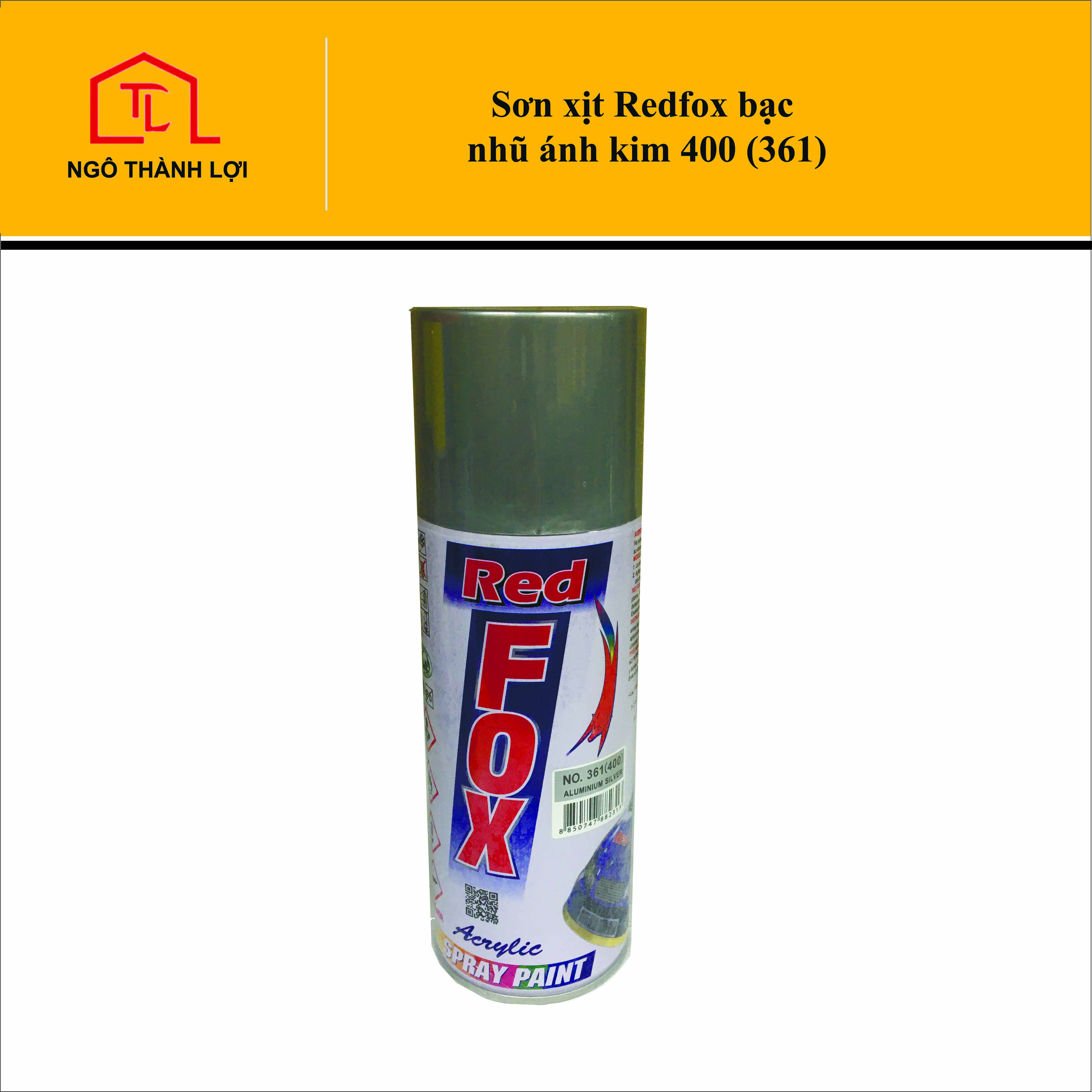 Sơn xịt Redfox nhũ ánh kim vàng gold 228, nhủ bạc 400