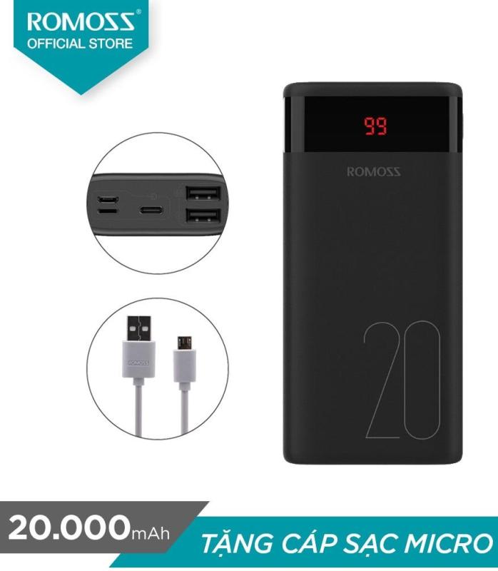 Giá Pin sạc dự phòng Romoss Ares 20 20.000mAh màn hình LED + Cáp micro USB Romoss CB05 - Hãng phân phối chính thức